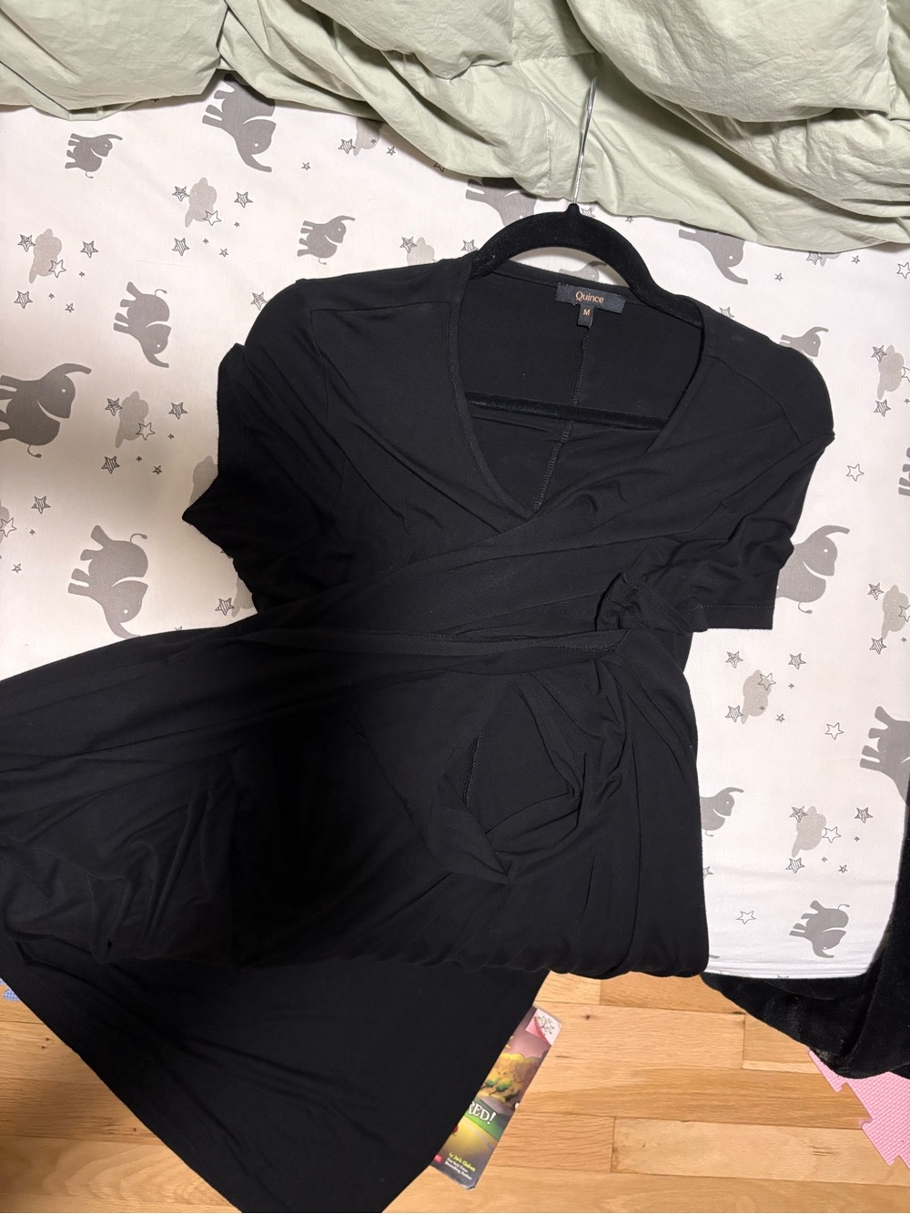 Black Bamboo Jersey Maternity & Nursing T-Shirt Dress size Medium